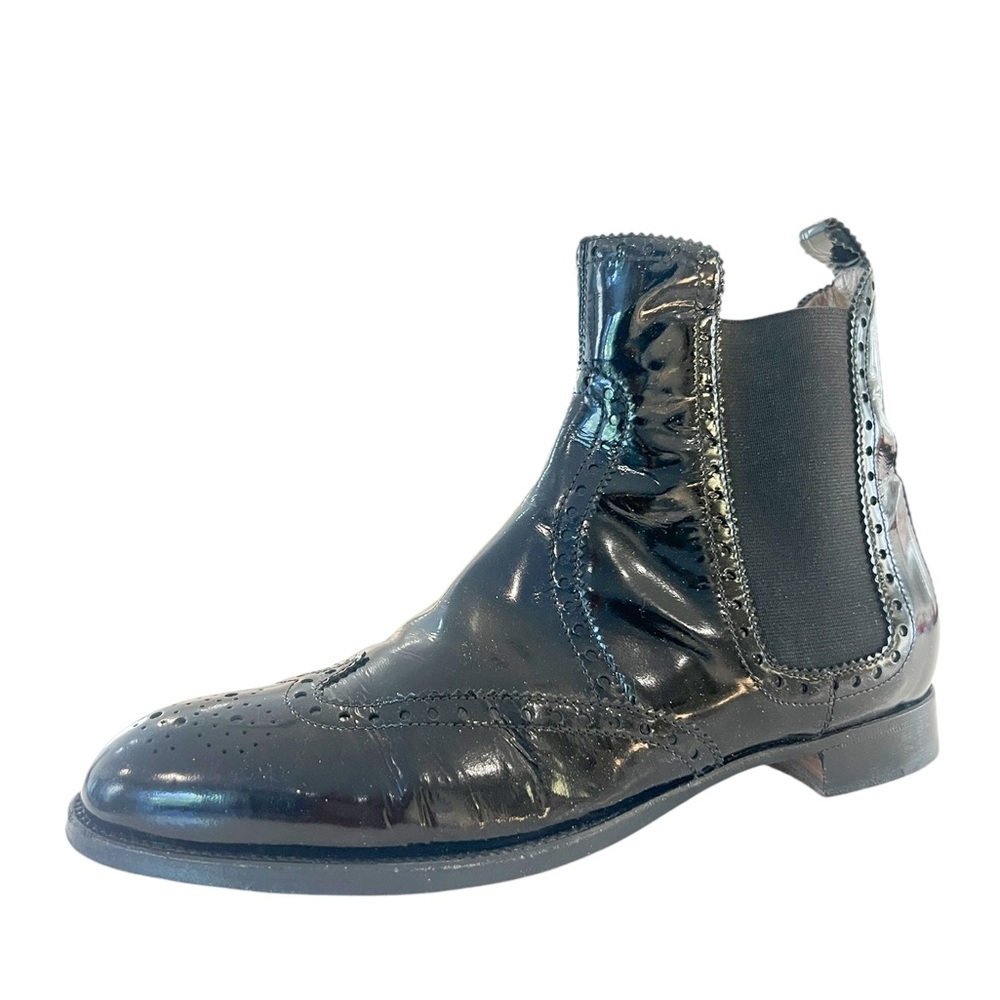 Hermes Black Patent Leather Chelsea Boots